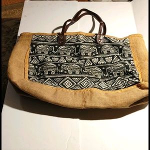 Oversized Bag with Elephants Tote